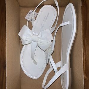 Christian Siriano white bow sandals